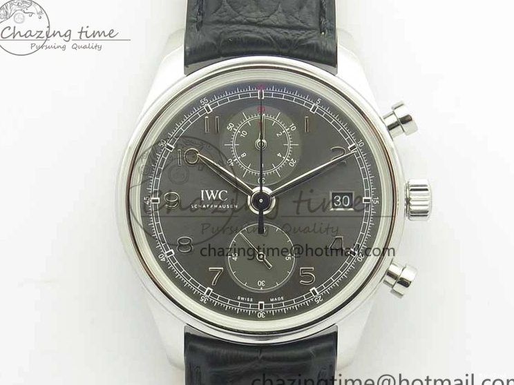 MIROTIME 0516 Portuguese Chrono SS ZF 1:1 Best Edition Gray Dial SS On Black Leather Strap A ZipUp 7215